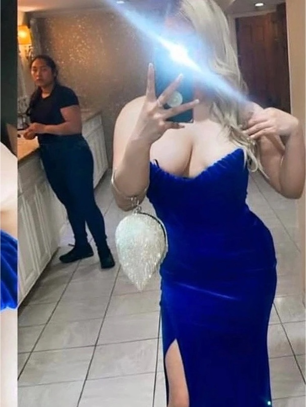Blue Velvet Maxi Dress Like New